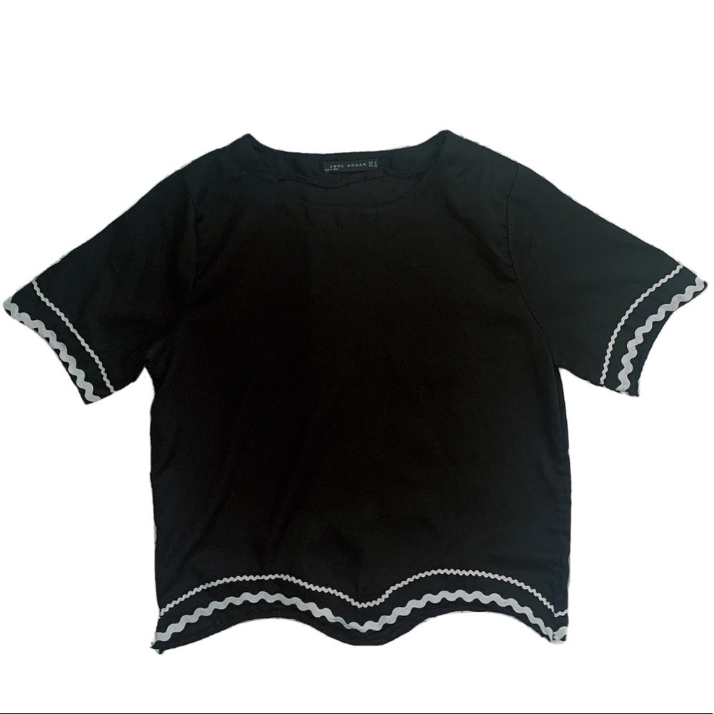 🛍 CMNC Woman Ribbon Trim Scalloped Top